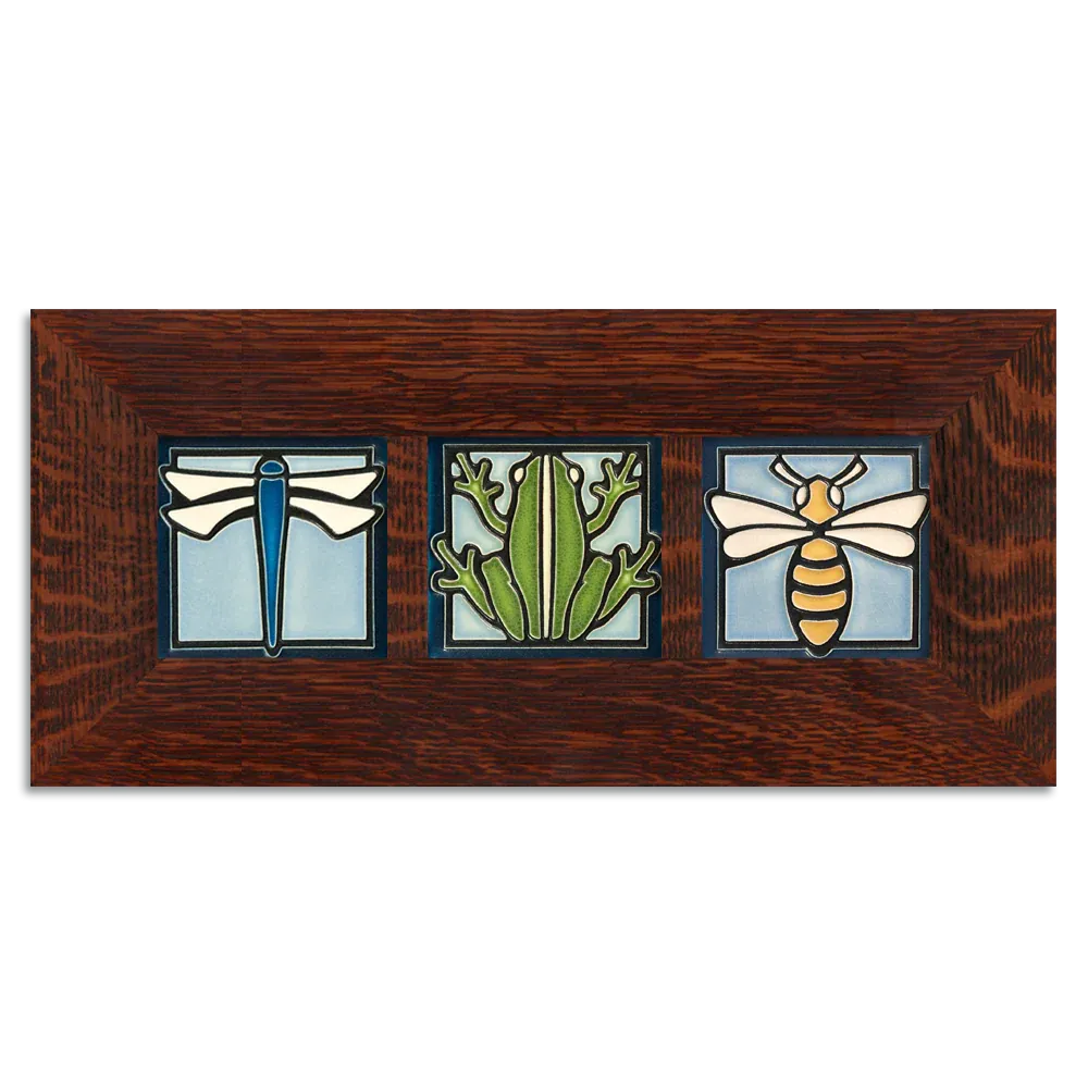 4x4 Animal Framed Tile Set in Light Blue