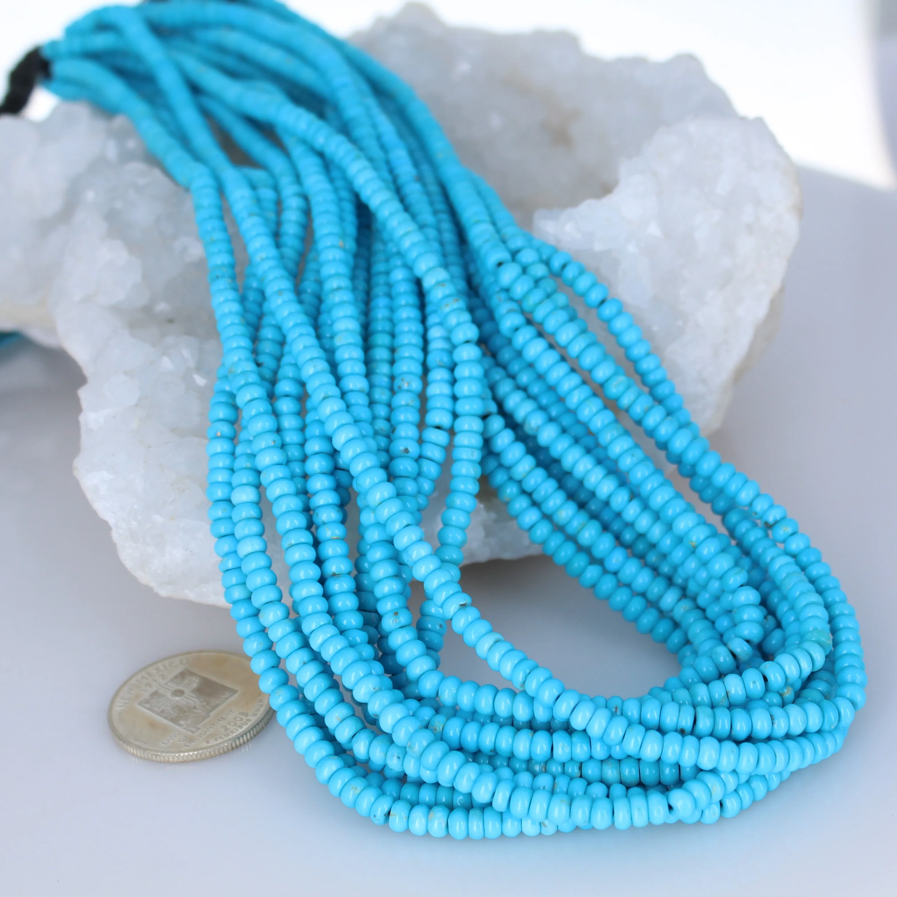 AAA Blue Ridge Orvil Jack Turquoise Beads Button Rondelles 4mm