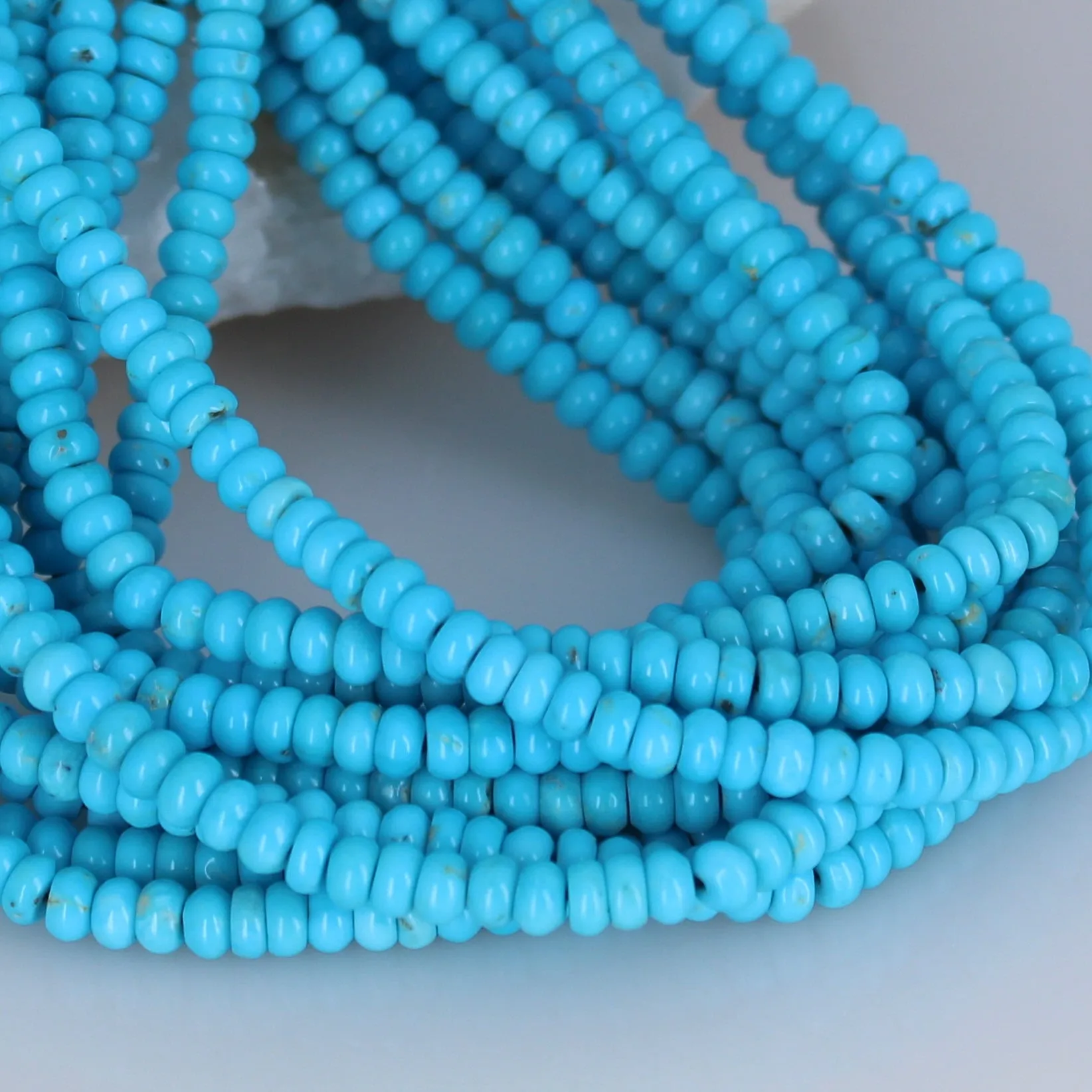 AAA Blue Ridge Orvil Jack Turquoise Beads Button Rondelles 4mm