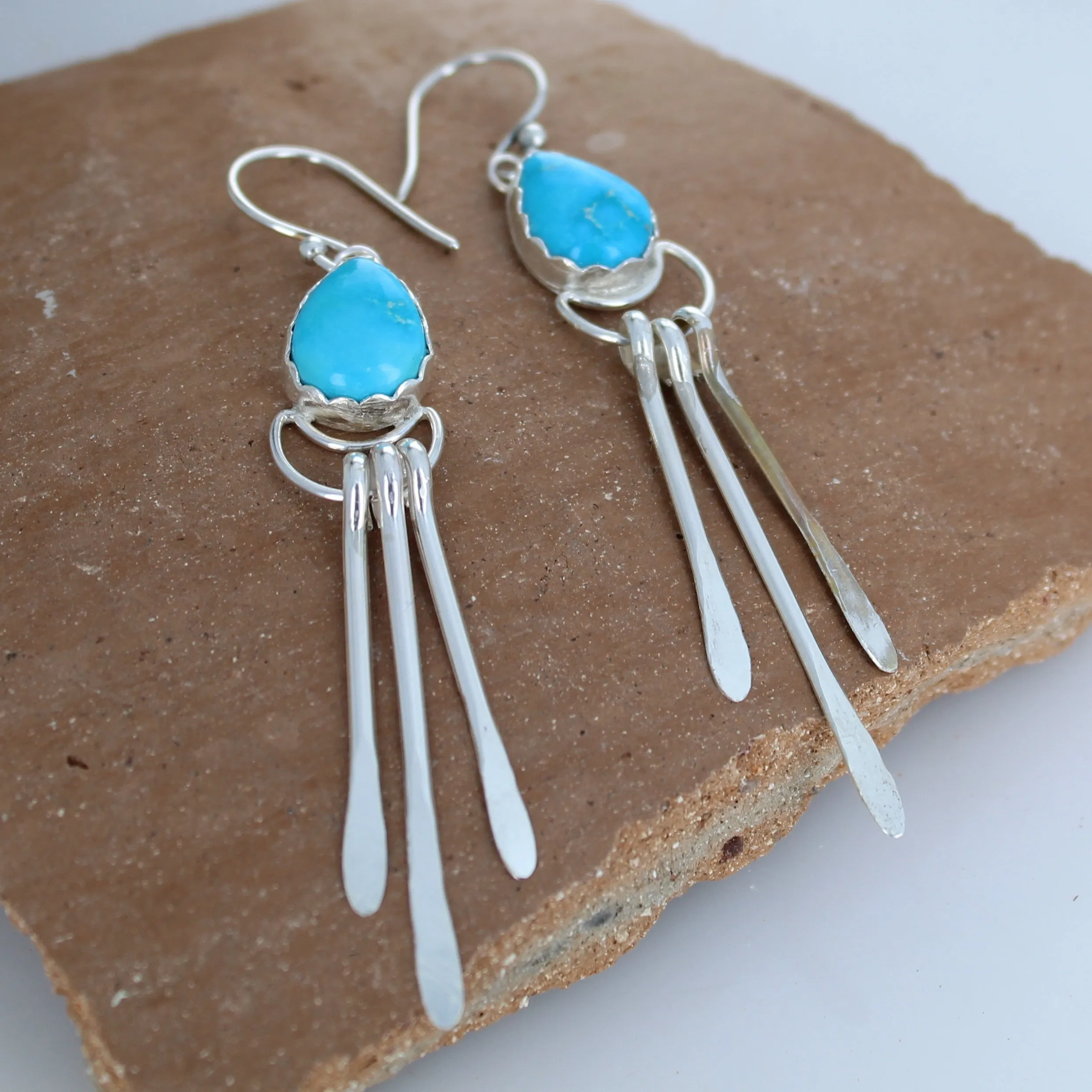 AAA Blue Ridge Turquoise Moon Earrings Dangles Southwest