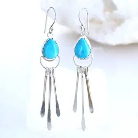 AAA Blue Ridge Turquoise Moon Earrings Dangles Southwest