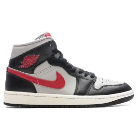 Air Jordan 1 Mid Women's - Black/Gym Red/College Grey