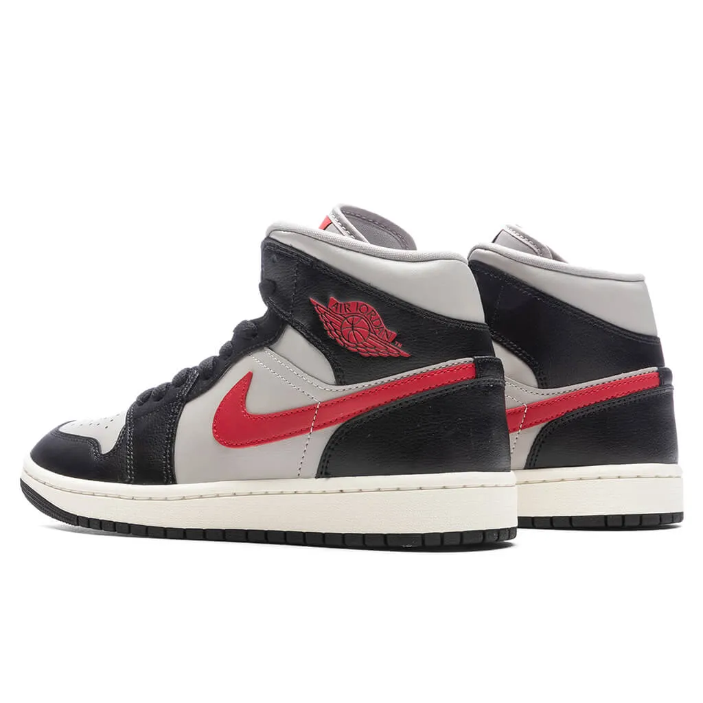 Air Jordan 1 Mid Women's - Black/Gym Red/College Grey