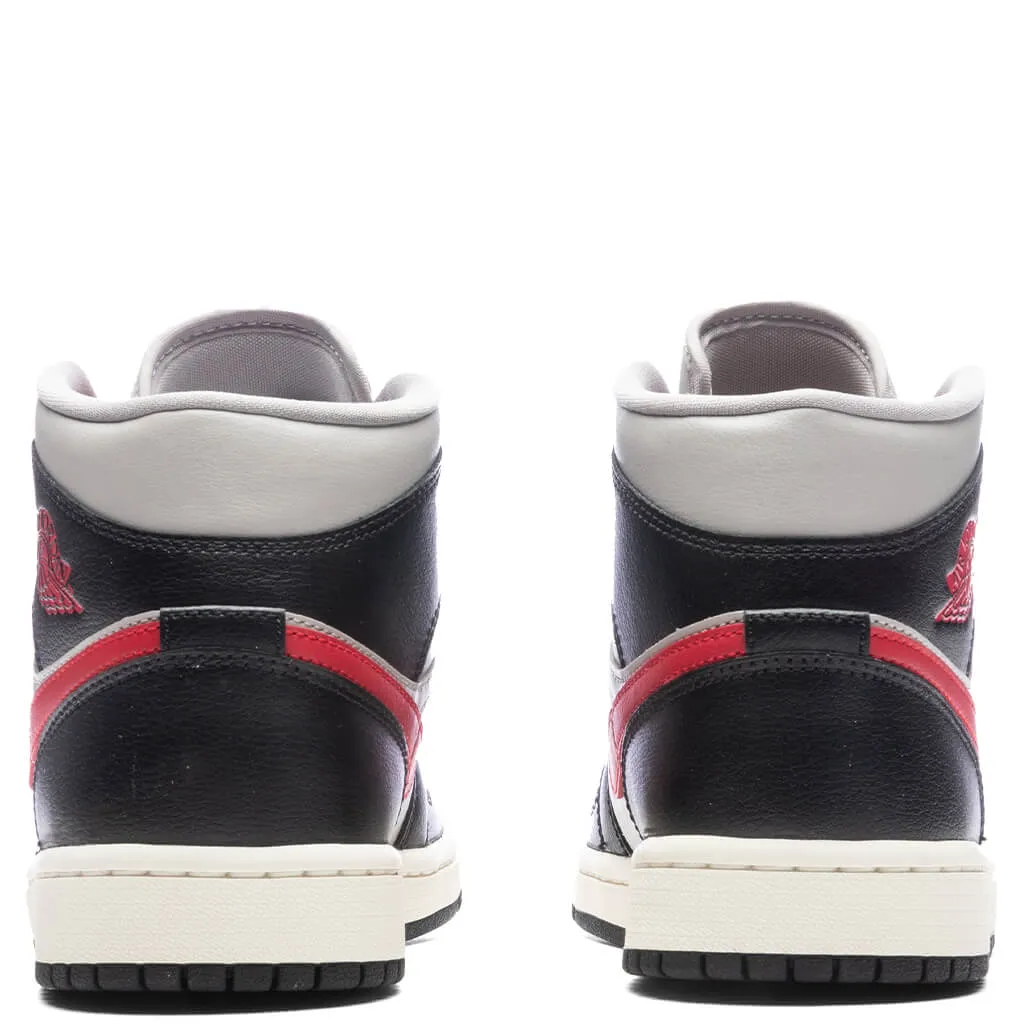 Air Jordan 1 Mid Women's - Black/Gym Red/College Grey