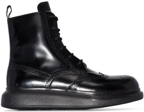 Alexander McQueen leather combat boots Black