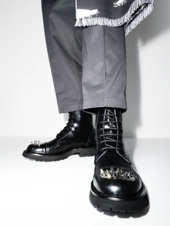 Alexander McQueen studded combat boots Black