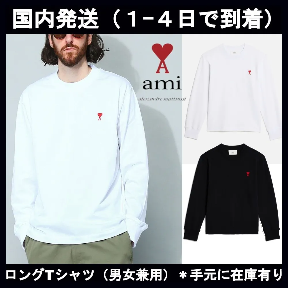 AMI PARIS  |Crew Neck Pullovers Heart Unisex Street Style Long Sleeves