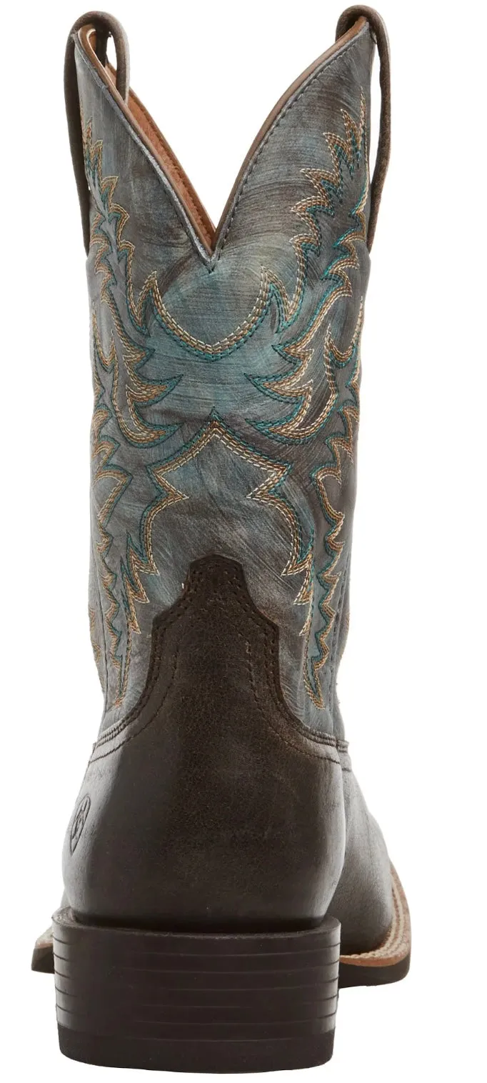 Ariat Men's Sport Latigo Chocolate Brown 11in Stone Blue Top