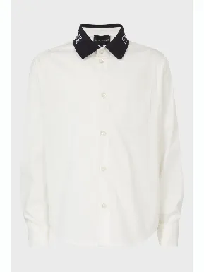 Armani Junior Boys LS Logo Collar Button Down Shirt