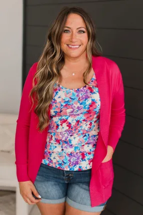 As Easy As Can Be Cardigan- Hot Pink