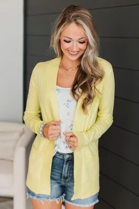 As Easy As Can Be Cardigan- Neon Yellow