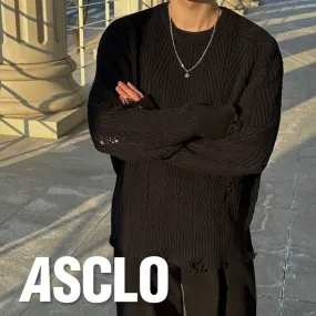 ASCLO  |Crew Neck Pullovers Unisex Street Style Long Sleeves Plain