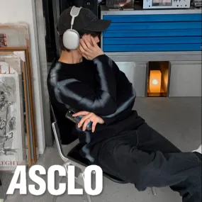 ASCLO  |Crew Neck Pullovers Unisex Street Style U-Neck Long Sleeves