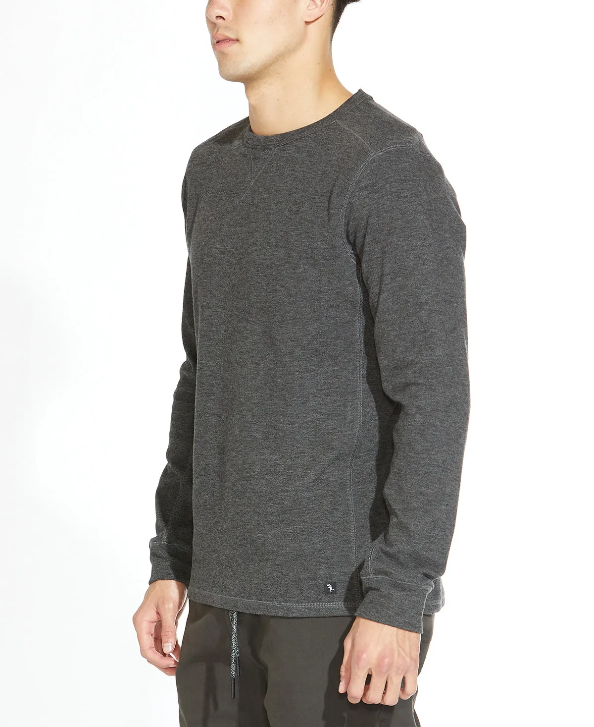 Baird Crewneck Long Sleeve Tee (Heather Dark Charcoal)