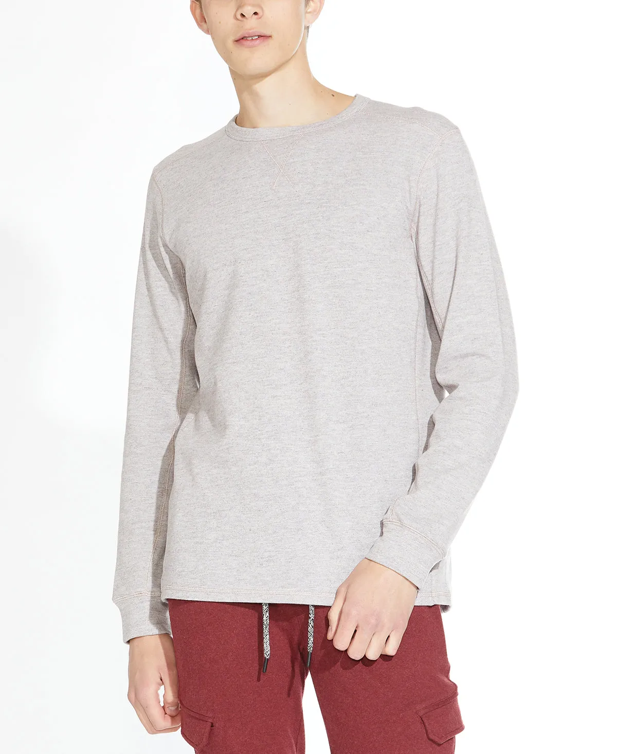 Baird Crewneck Long Sleeve Tee (Heather Rum Raisin)