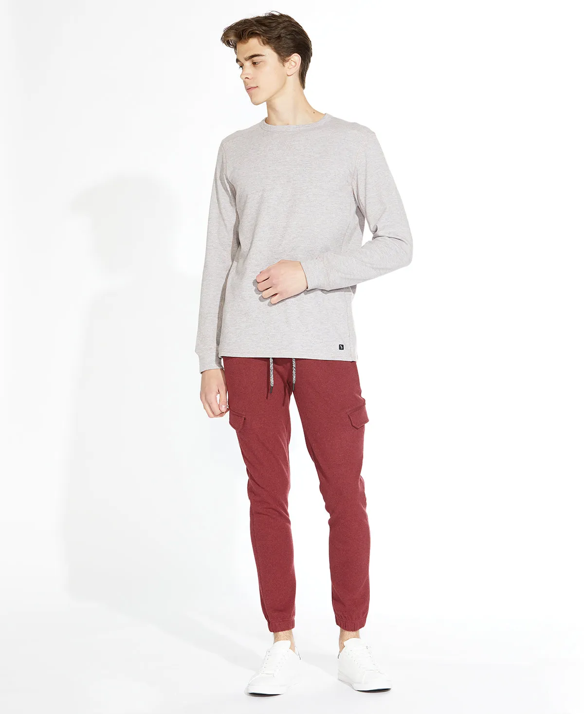 Baird Crewneck Long Sleeve Tee (Heather Rum Raisin)