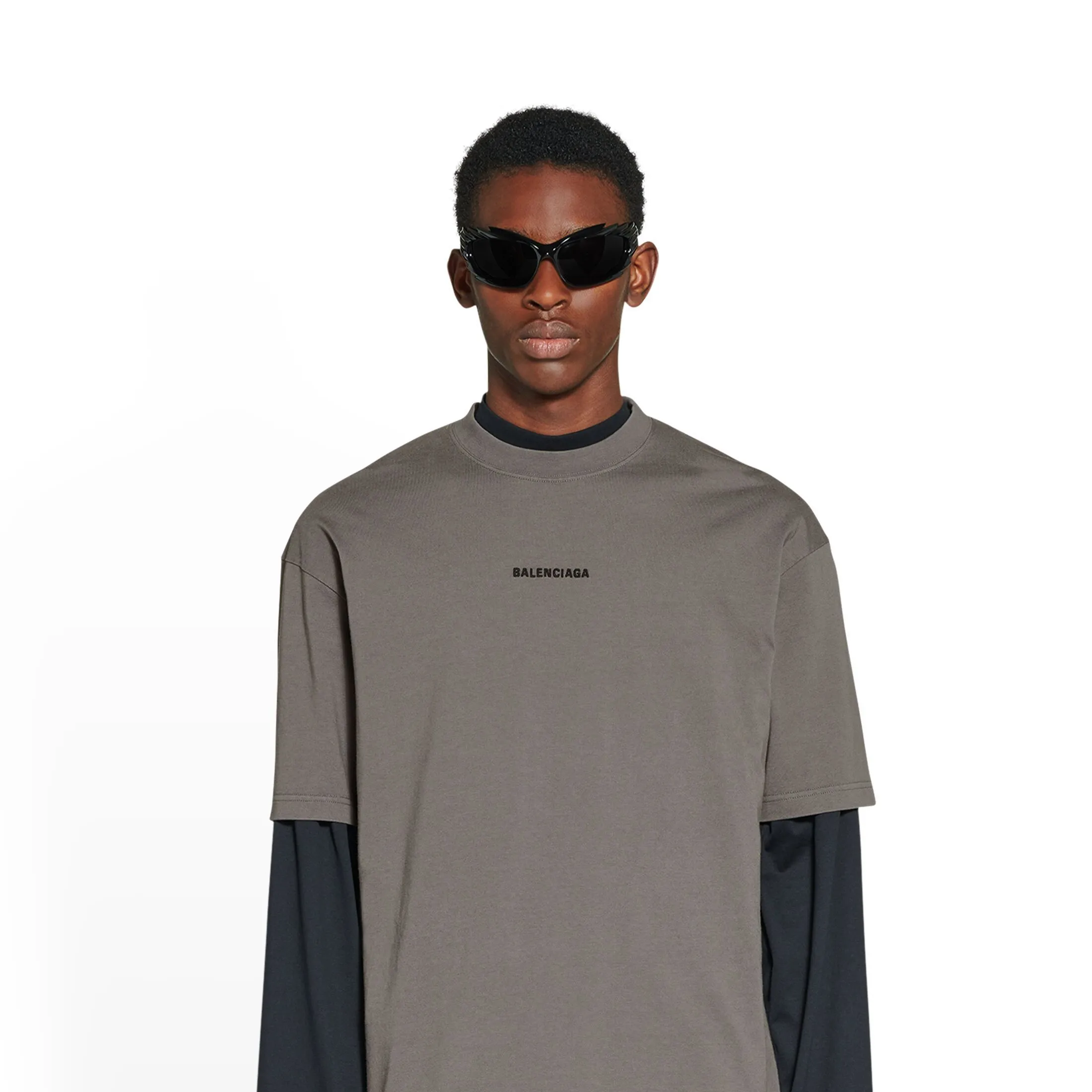 BALENCIAGA  |Men's Logo T-shirt Medium Fit in Black