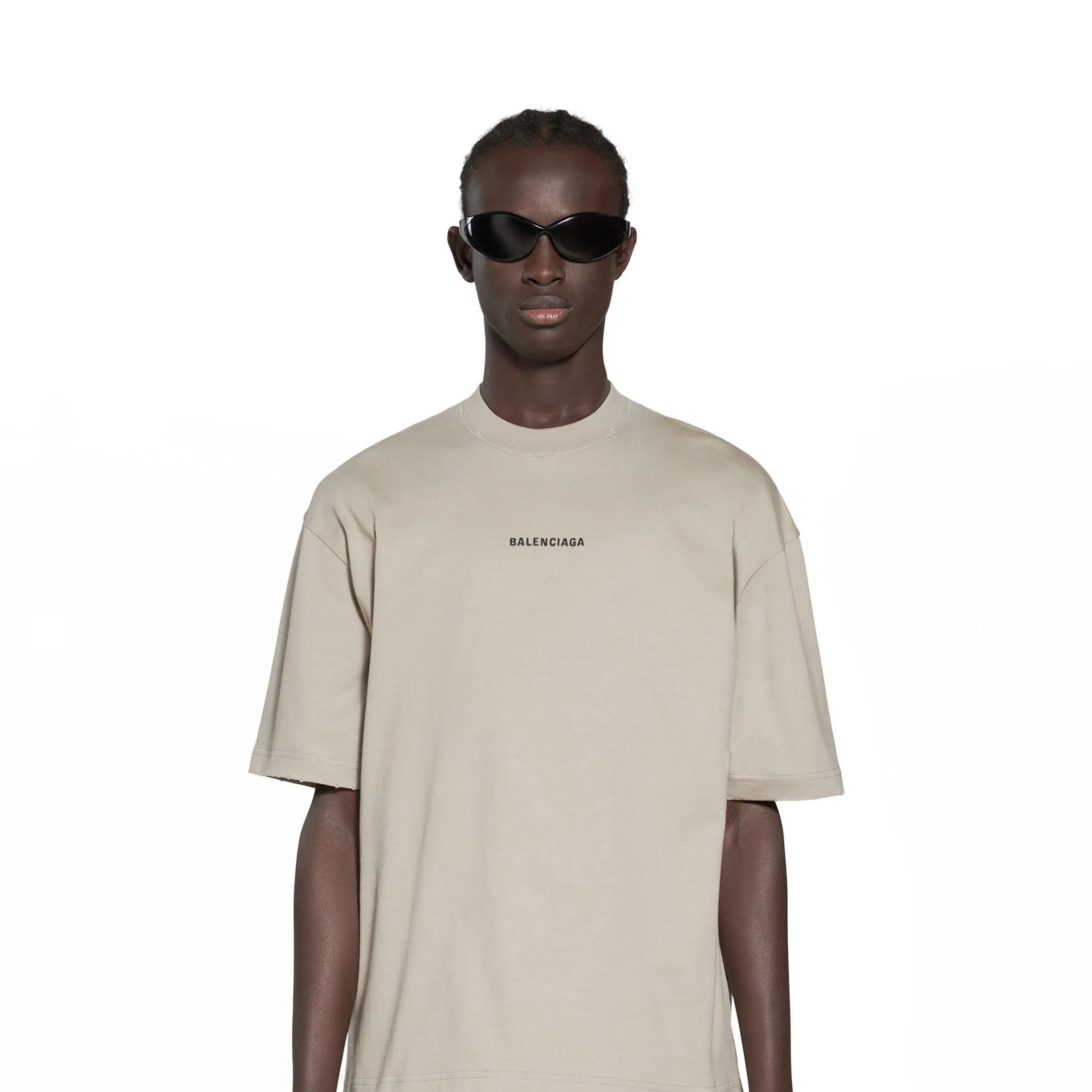 BALENCIAGA  |Men's Logo T-shirt Medium Fit in Black