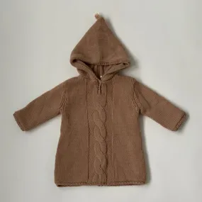 Bonpoint Light Tobacco Hooded Burnou Cardigan: 18 Months