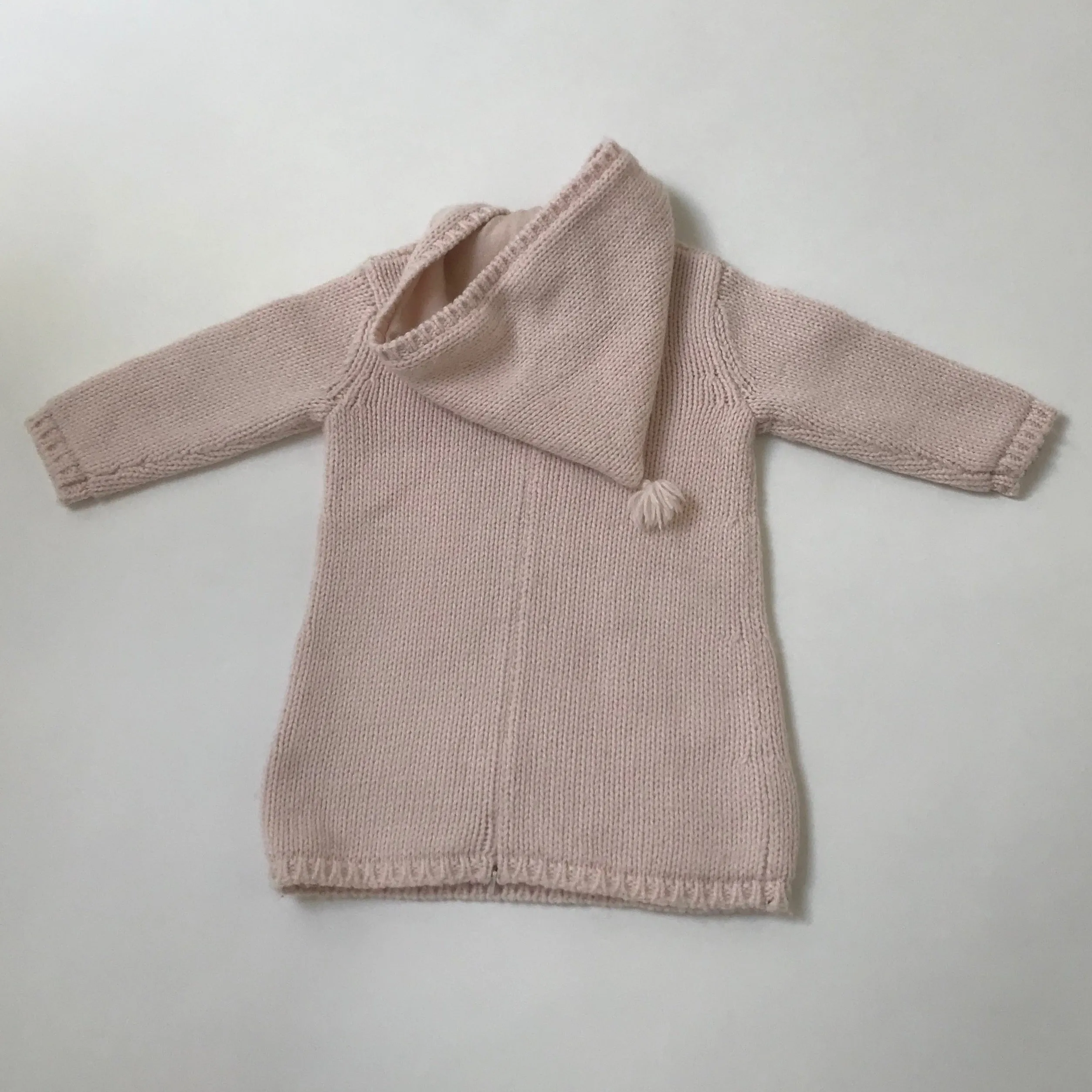 Bonpoint Pale Pink Hooded Burnou Cardigan: 18 Months