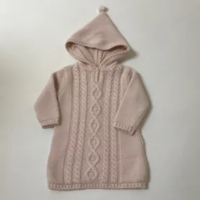 Bonpoint Pale Pink Hooded Burnou Cardigan: 18 Months