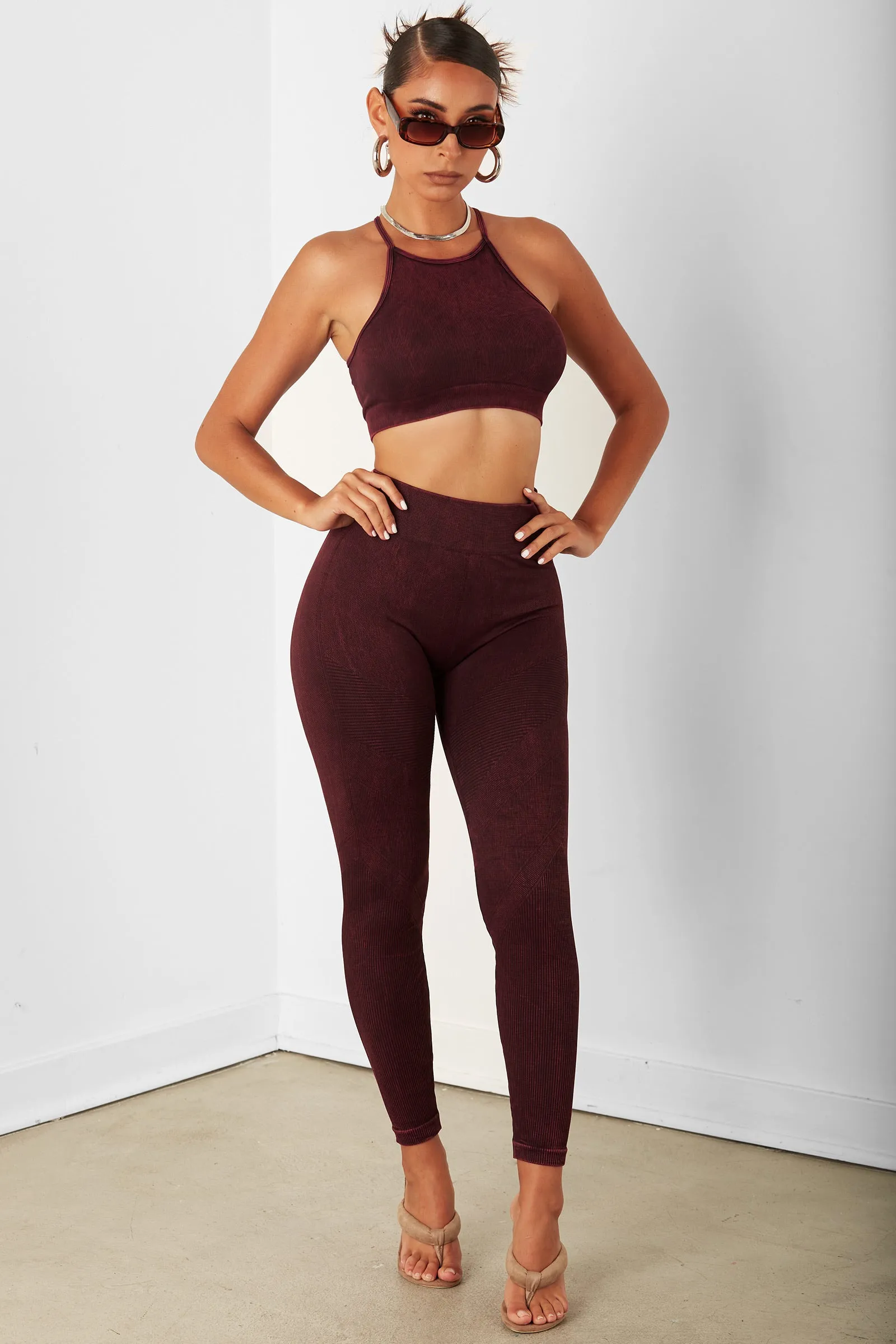 Burgundy Highwaist Capri Legging