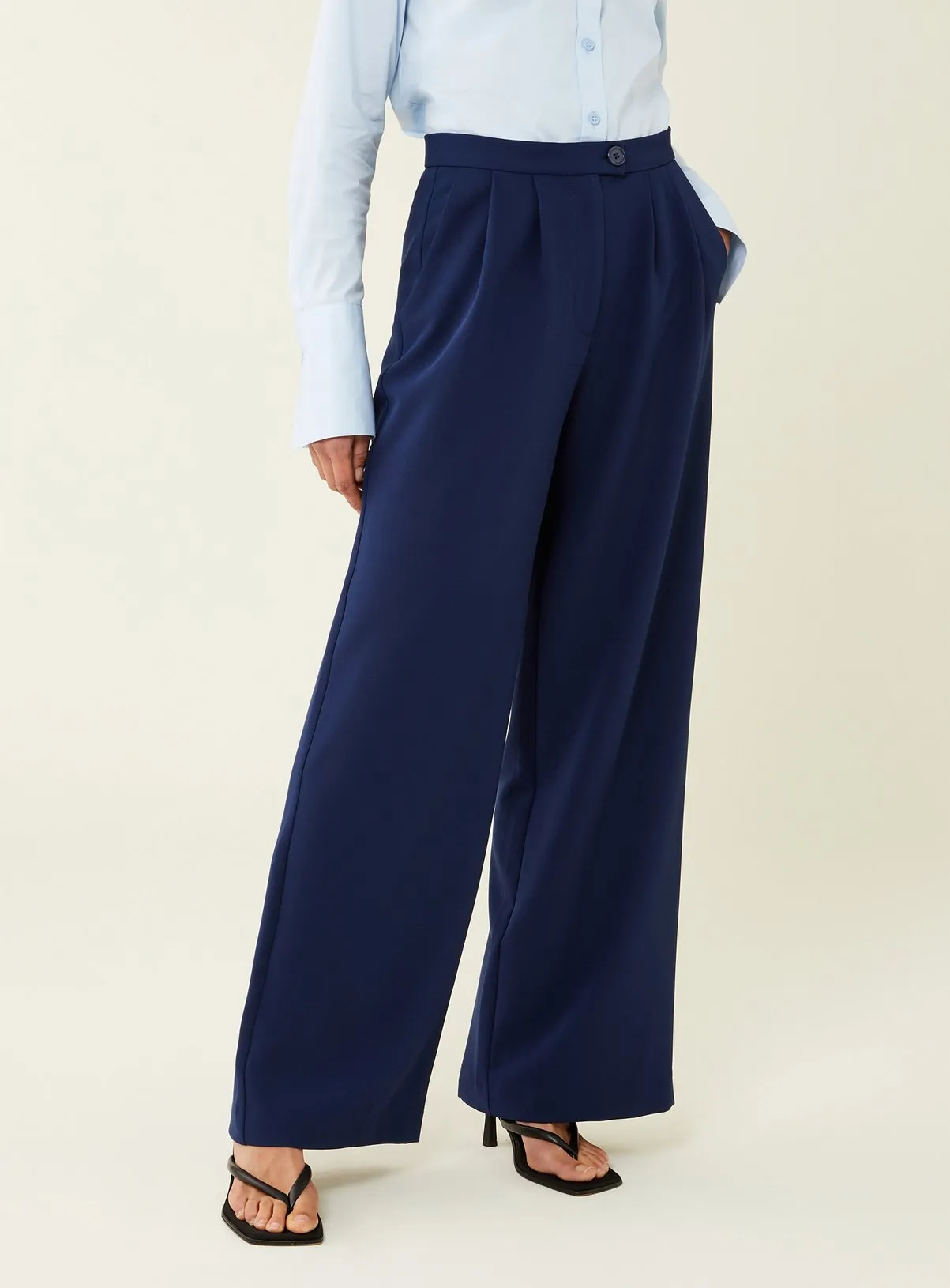 Buy FINERY Navy Jeanne Trousers 8 | Trousers | Tu