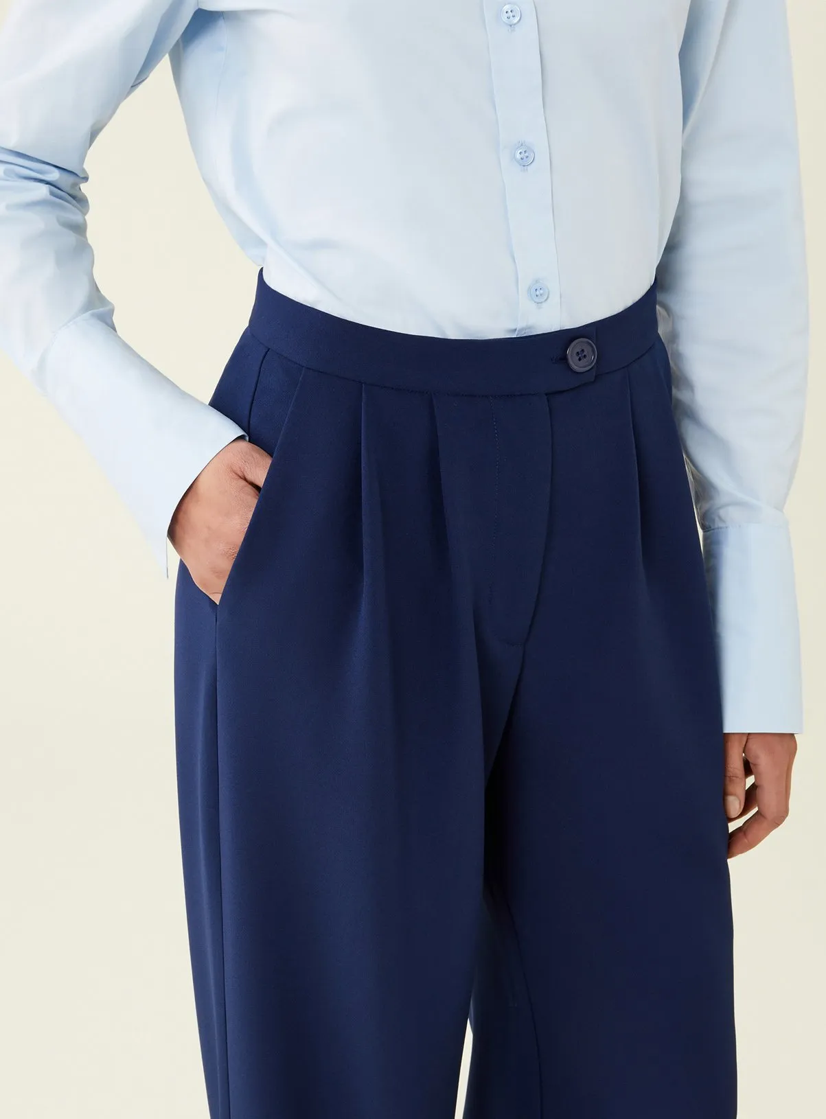 Buy FINERY Navy Jeanne Trousers 8 | Trousers | Tu