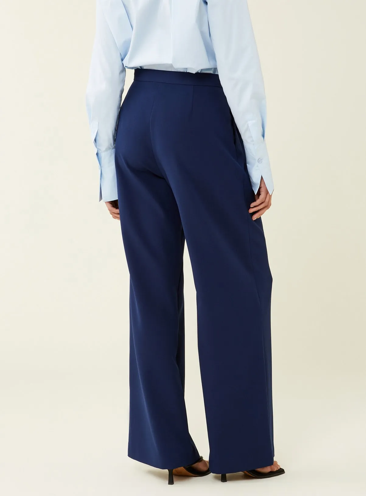 Buy FINERY Navy Jeanne Trousers 8 | Trousers | Tu