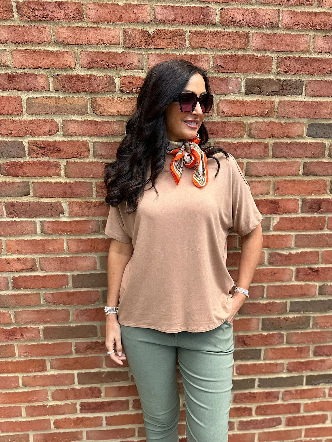 Camel Essential Cold Shoulder Top Phoebe