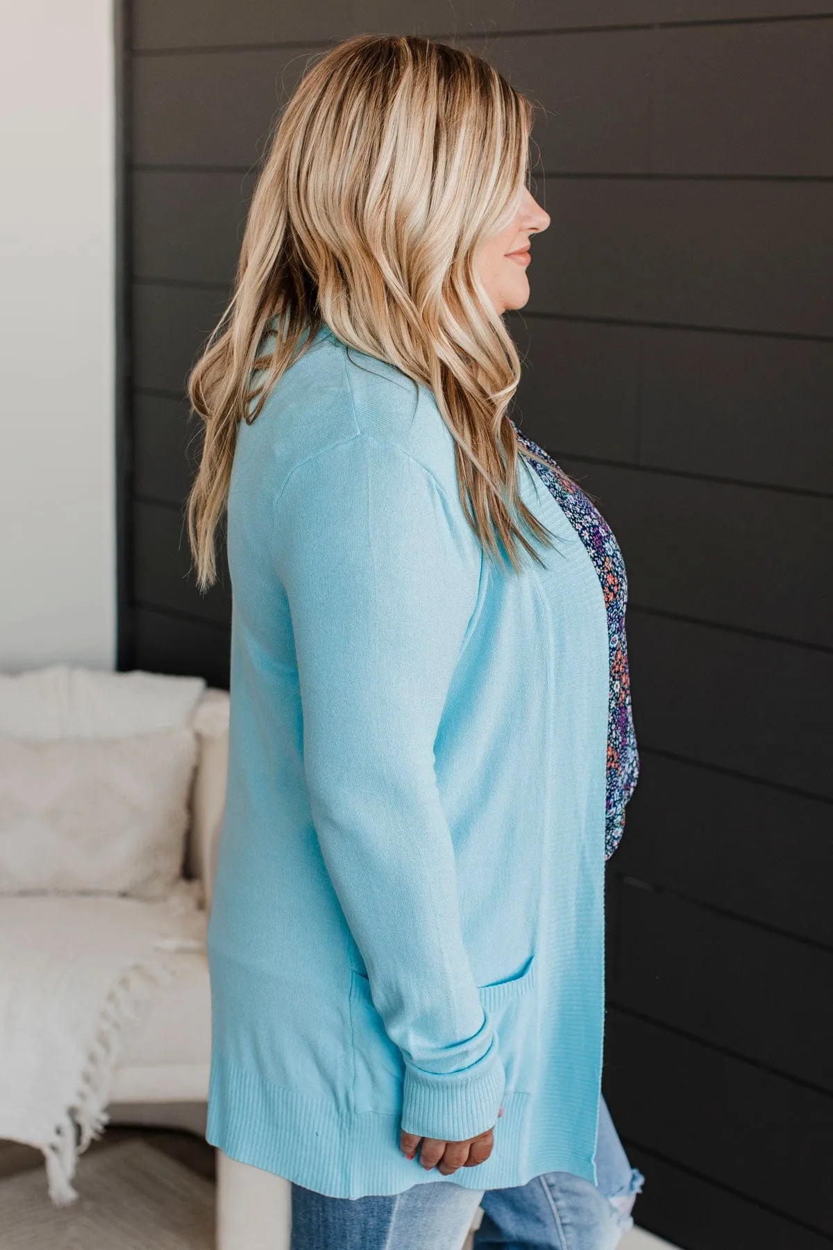 Comfortable With Myself Knit Cardigan- Sky Blue