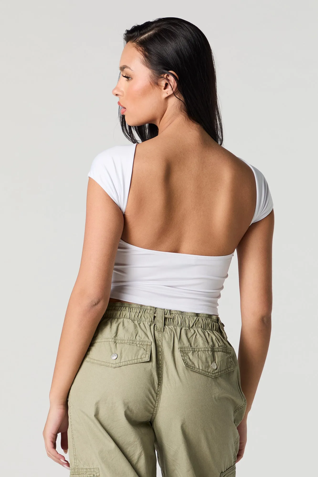 Contour Boat Neck Open Back T-Shirt