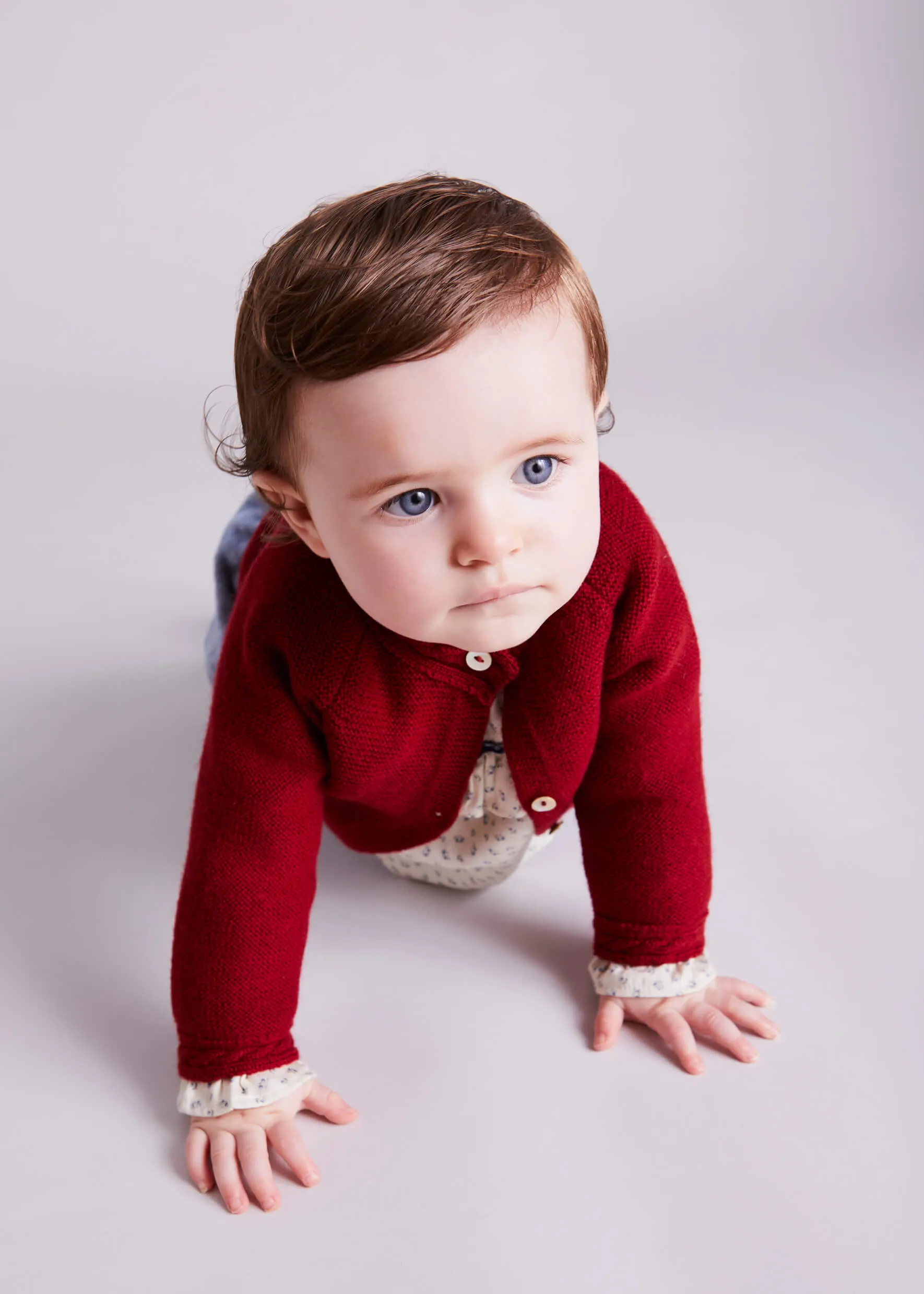 Contrast Trim 3 Button Cardigan in Red (3-18mths)