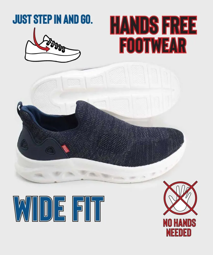 D555 Big Mens Navy Hands Free Shoes With Knitted Top (BLYTH 2)