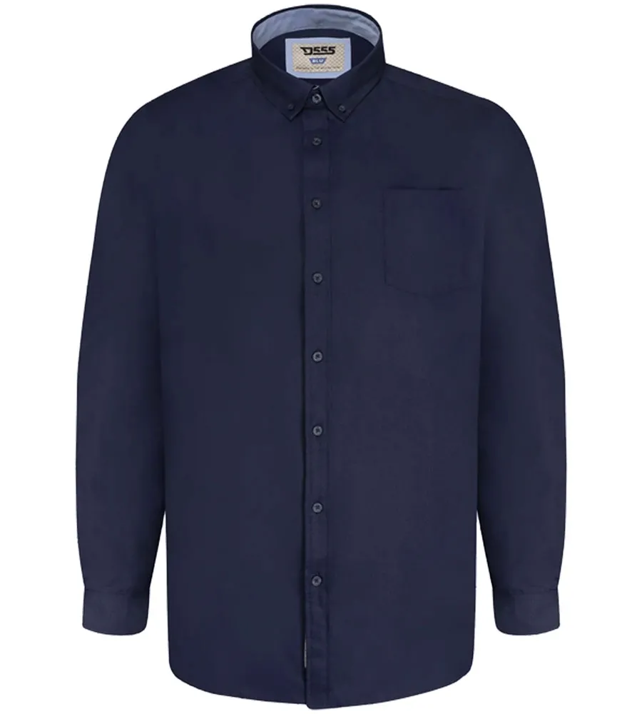 D555 Big Mens Navy Oxford Shirt With Long Sleeves (RICHARD NAVY)