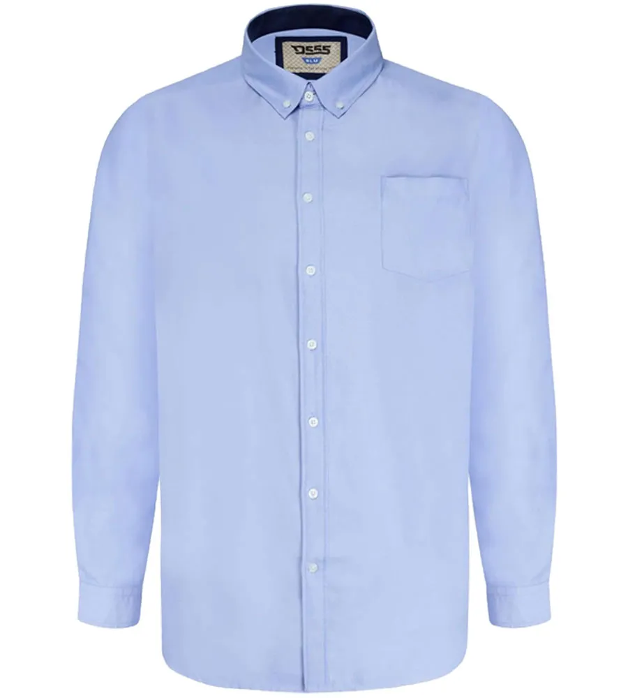 D555 Big Mens Sky Blue Oxford Shirt With Long Sleeves (RICHARD SKY BLUE)