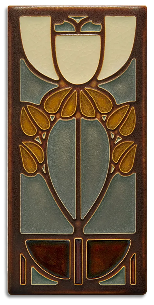 Dard Hunter Bell Flower 4x8 Tile in Stone