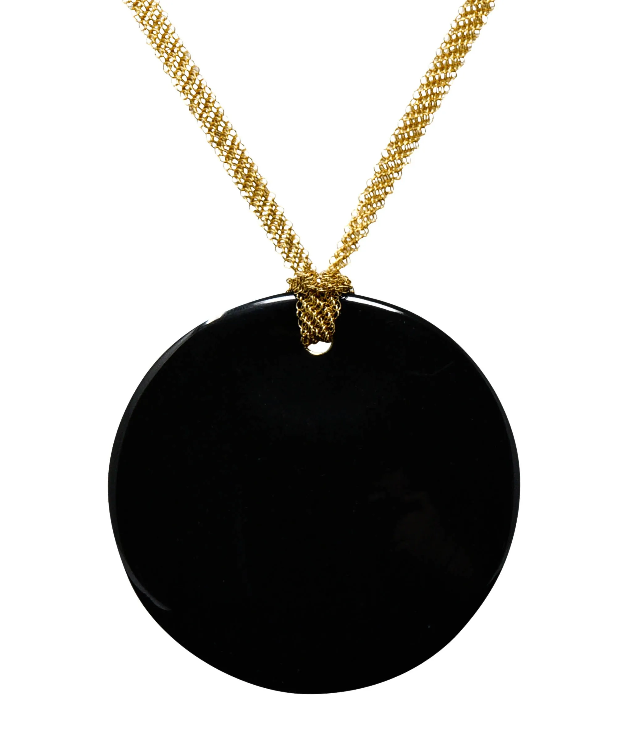 Elsa Peretti Tiffany & Co. Black Nephrite Jade 18 Karat Gold Touchstone Pendant Necklace