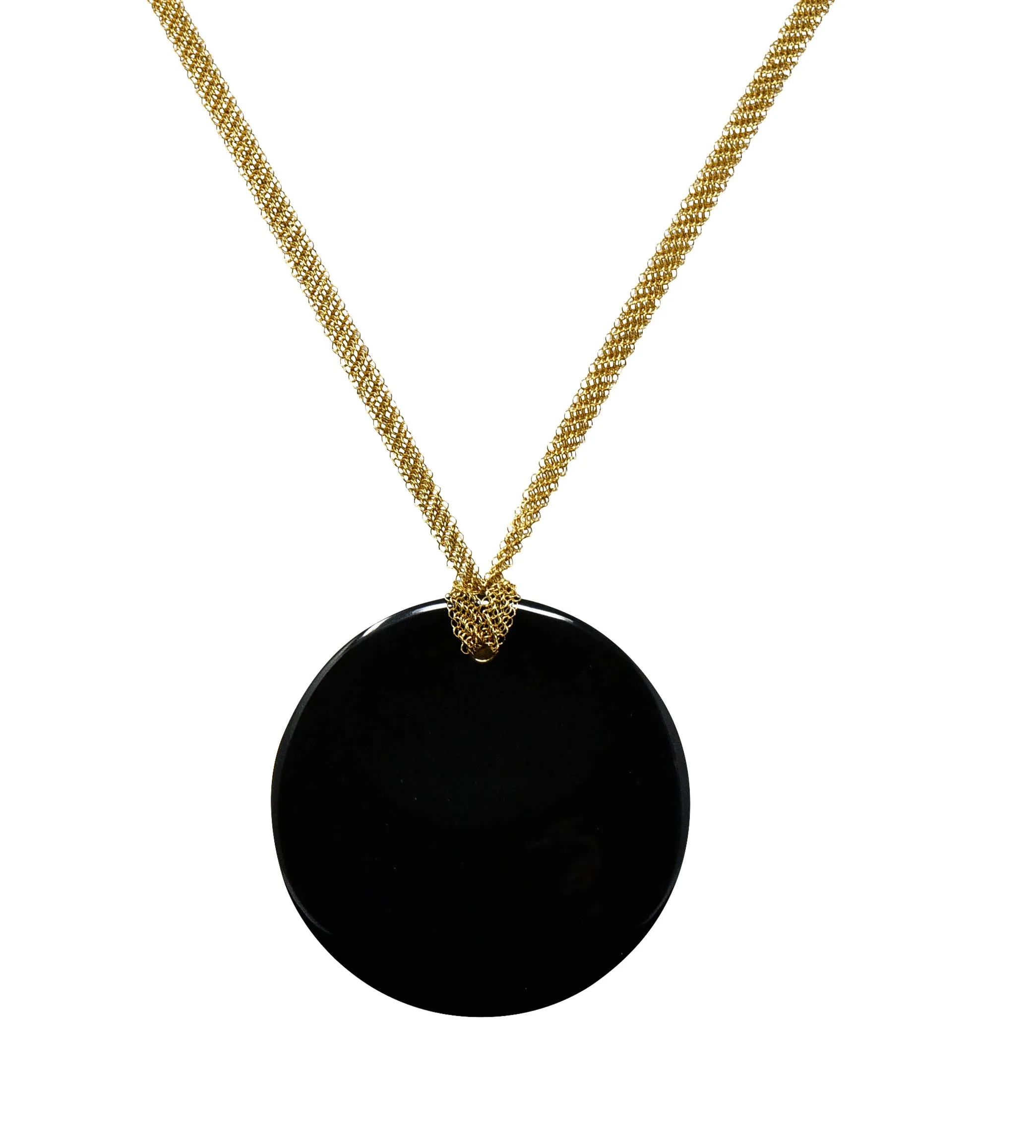 Elsa Peretti Tiffany & Co. Black Nephrite Jade 18 Karat Gold Touchstone Pendant Necklace