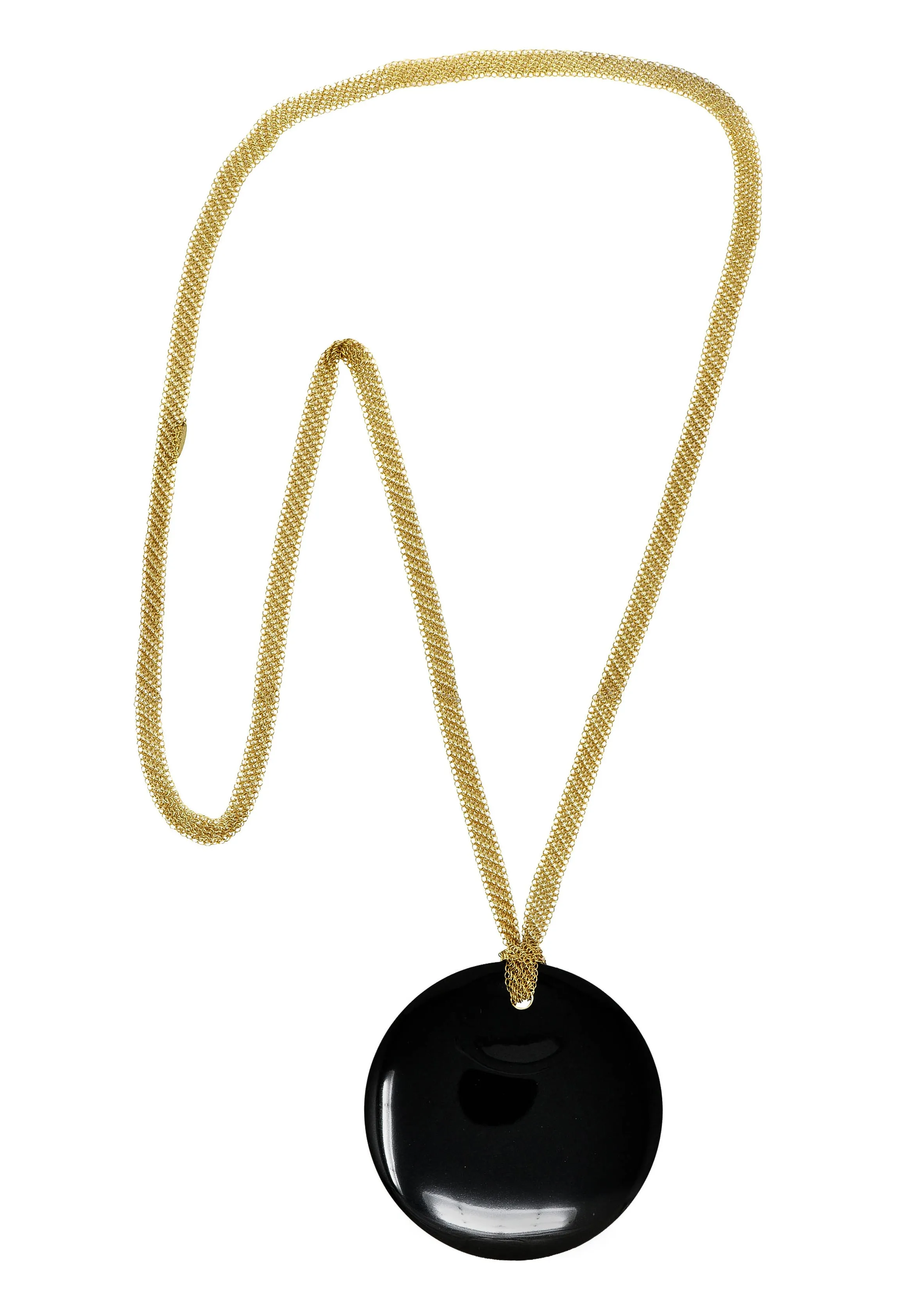 Elsa Peretti Tiffany & Co. Black Nephrite Jade 18 Karat Gold Touchstone Pendant Necklace