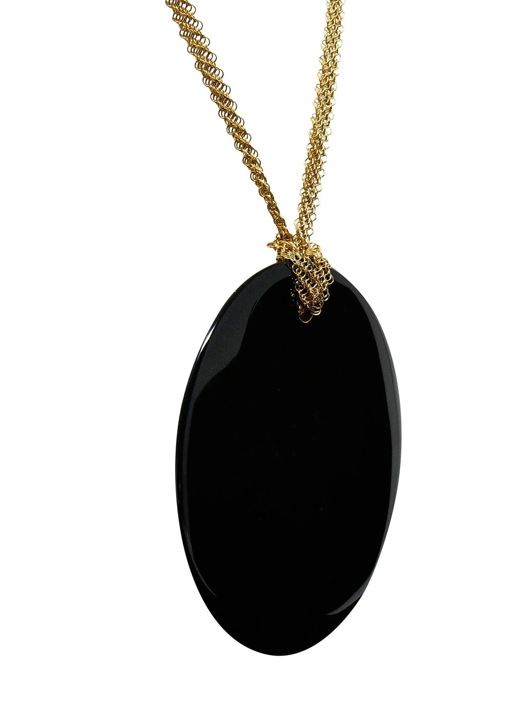 Elsa Peretti Tiffany & Co. Black Nephrite Jade 18 Karat Gold Touchstone Pendant Necklace