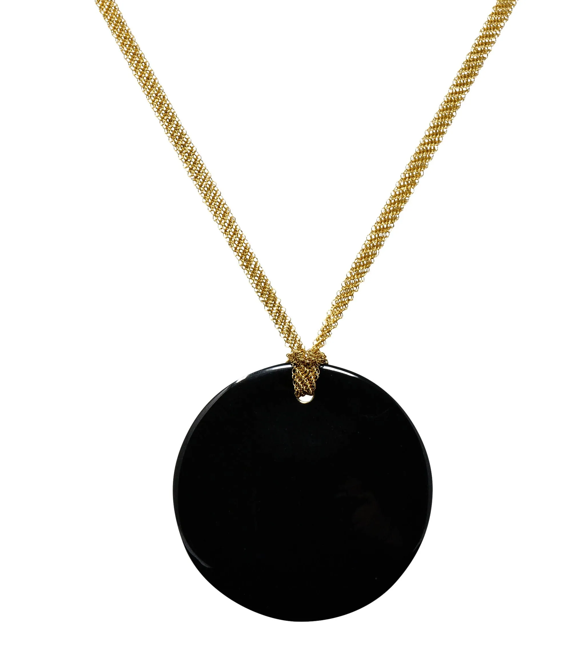 Elsa Peretti Tiffany & Co. Black Nephrite Jade 18 Karat Gold Touchstone Pendant Necklace