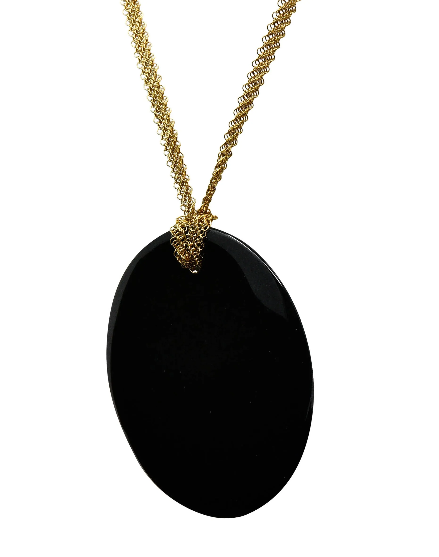 Elsa Peretti Tiffany & Co. Black Nephrite Jade 18 Karat Gold Touchstone Pendant Necklace