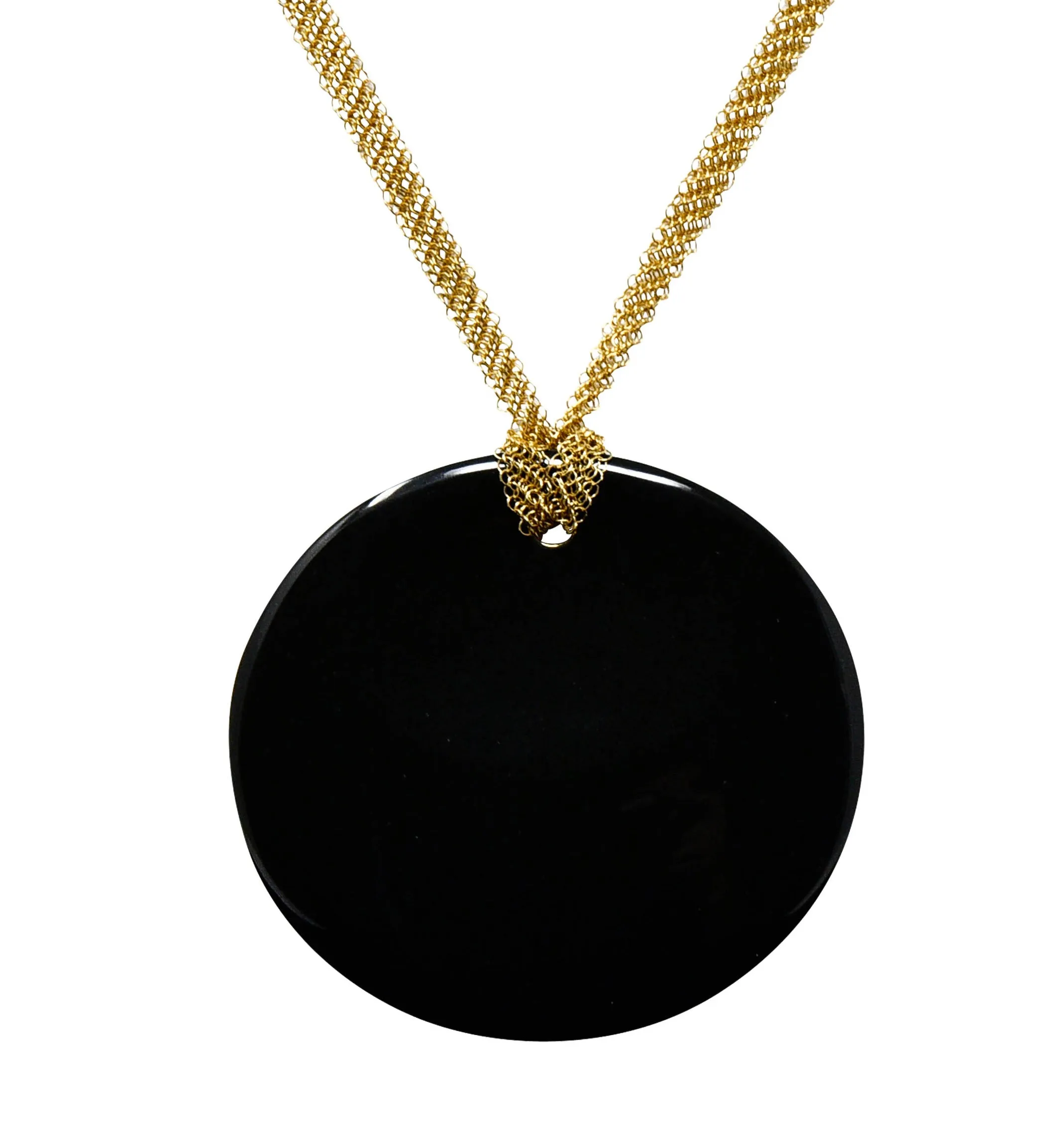 Elsa Peretti Tiffany & Co. Black Nephrite Jade 18 Karat Gold Touchstone Pendant Necklace