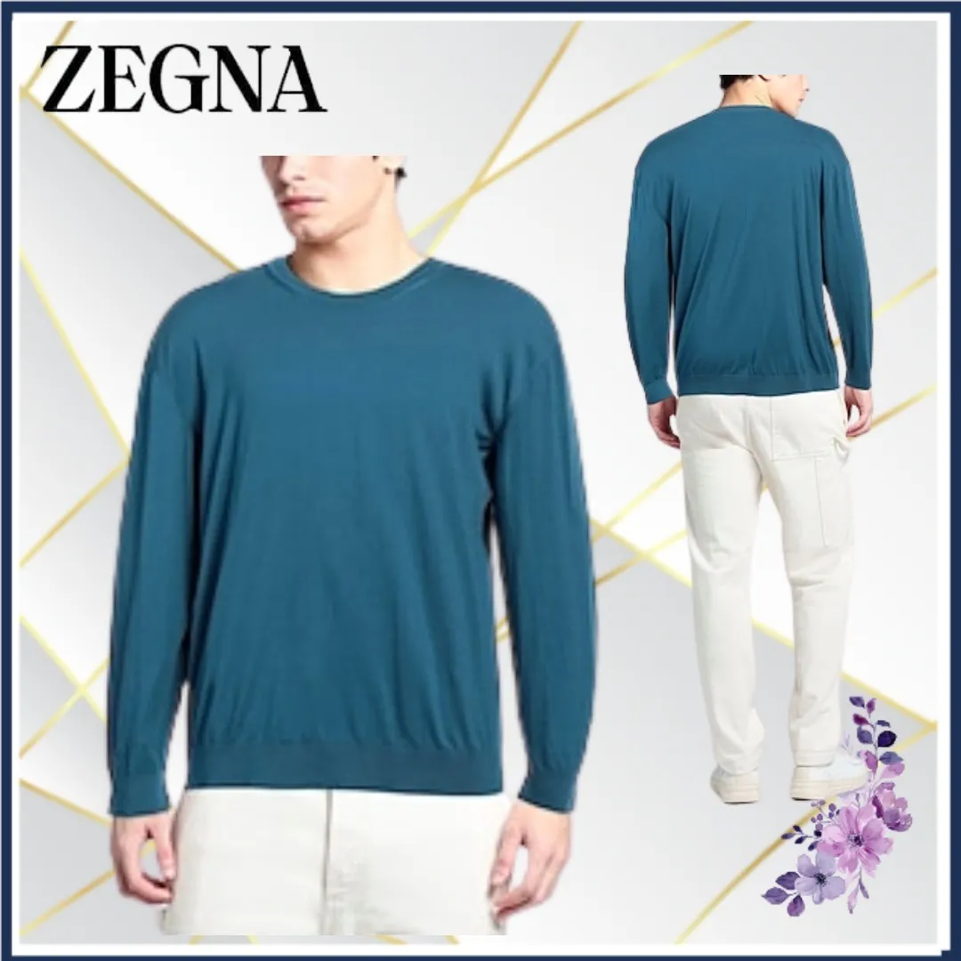 Ermenegildo Zegna  |Crew Neck Pullovers Long Sleeves Plain Oversized Luxury