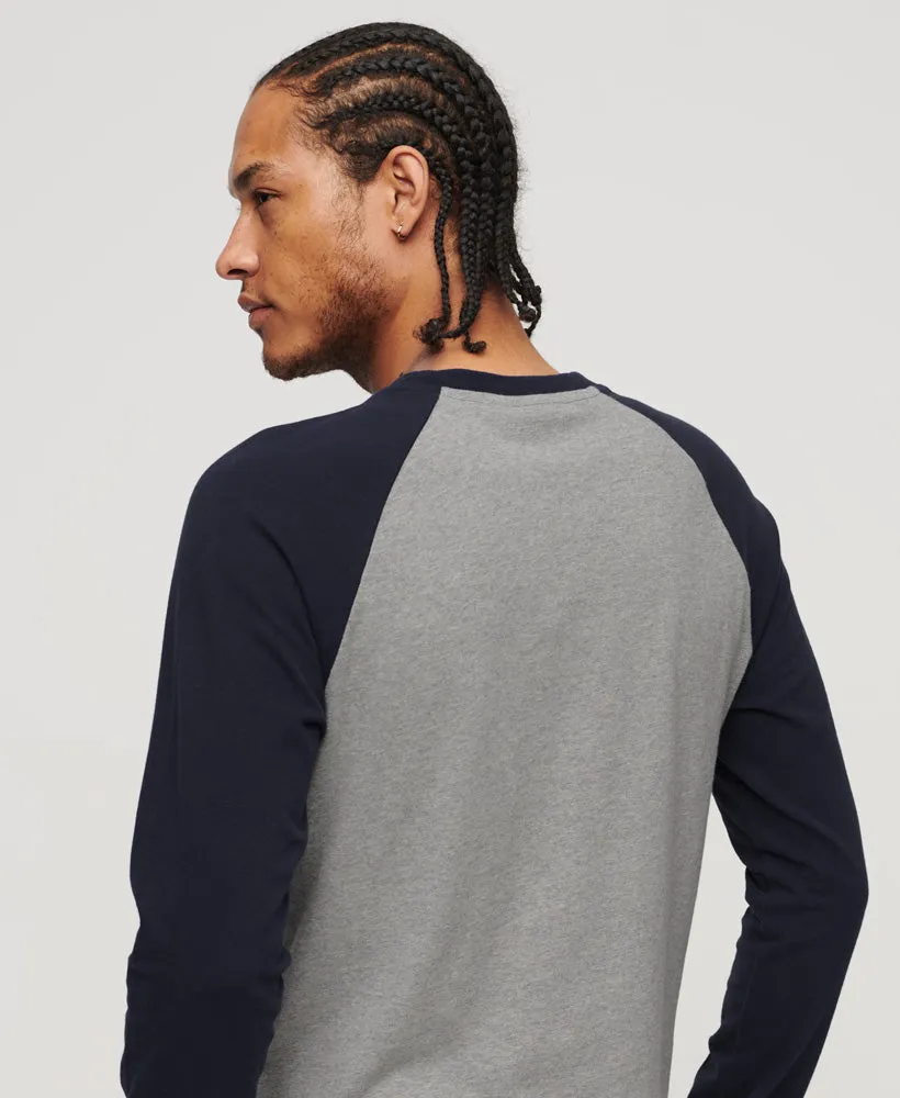 Essential Baseball Long Sleeve Top | Grey Marl/Rich Navy