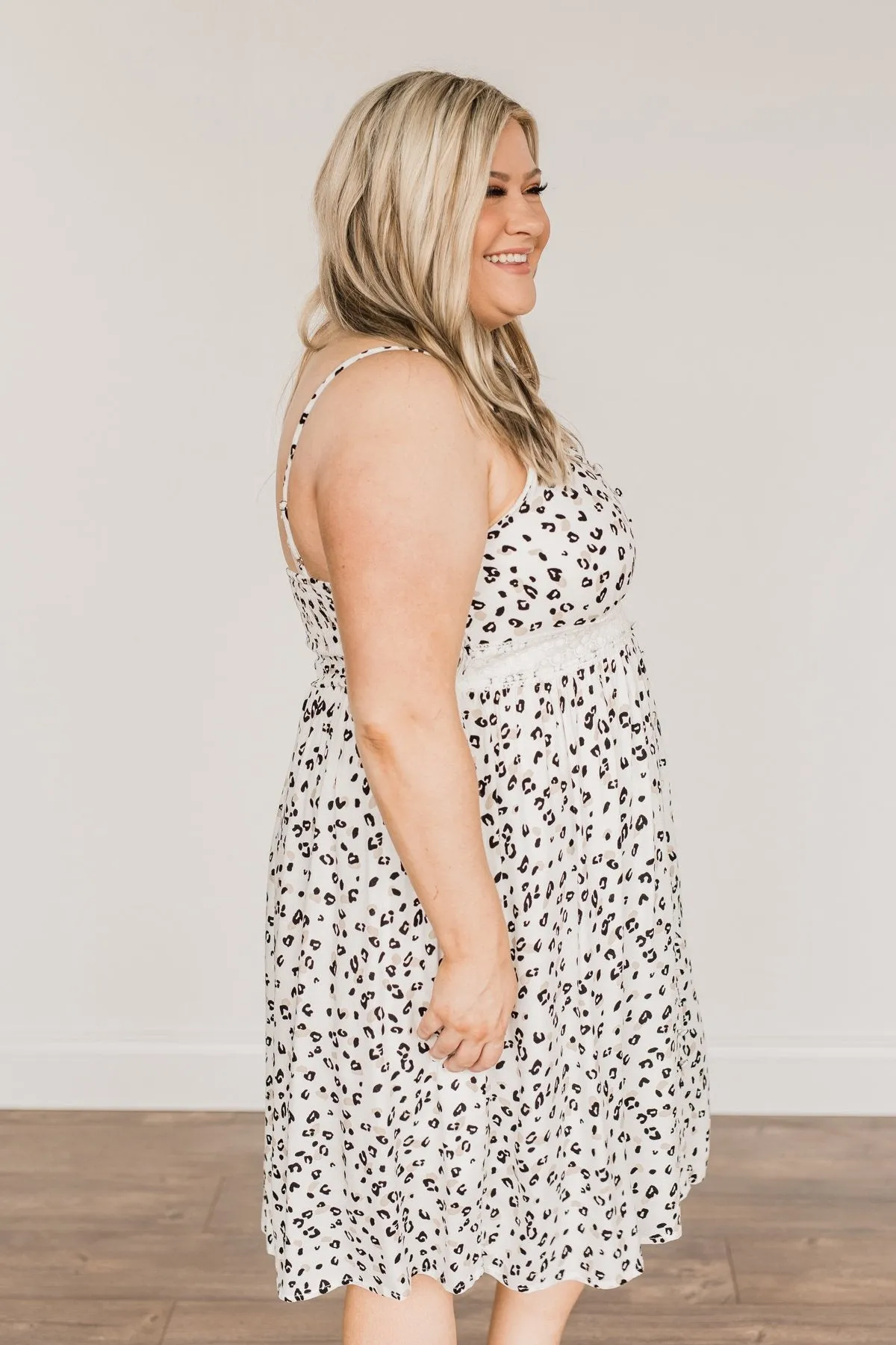 Eternally Elegant Button Down Dress- Off-White Animal Print