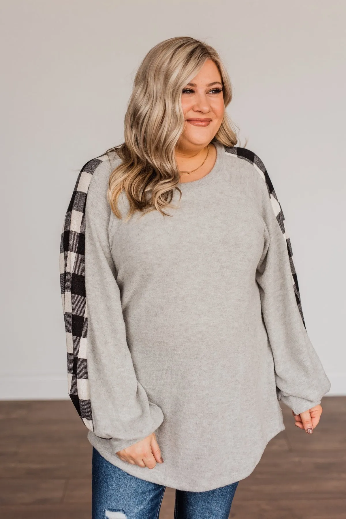 Fairy Tale Love Balloon Sleeve Top- Grey