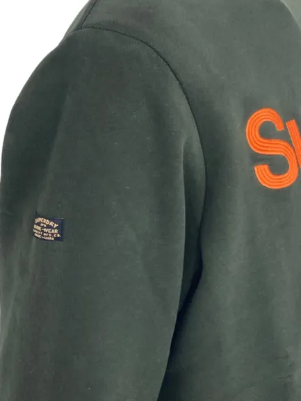 FELPA VERDE MILITARE CON LOGO ARANCIO