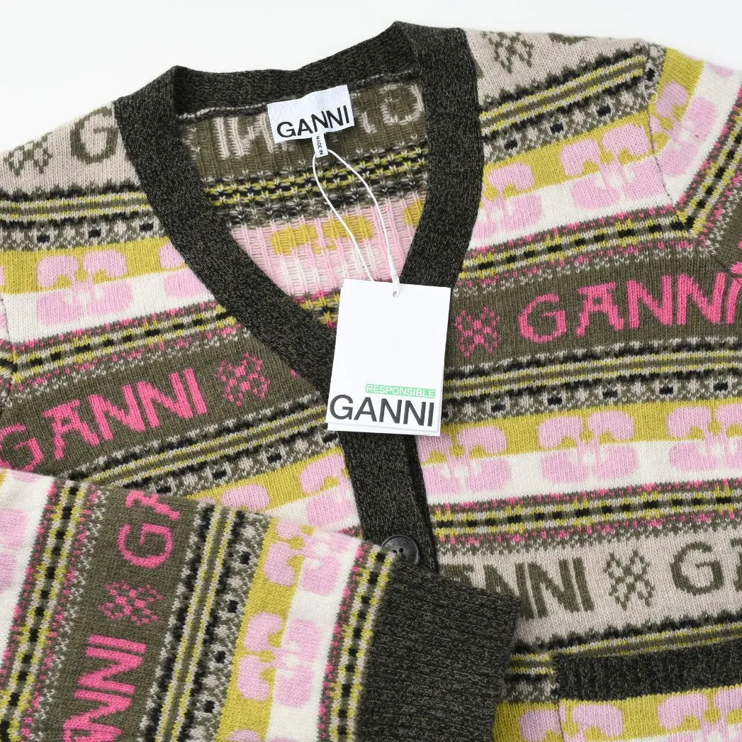 Ganni  |Casual Style Wool Long Sleeves Logo Cardigans